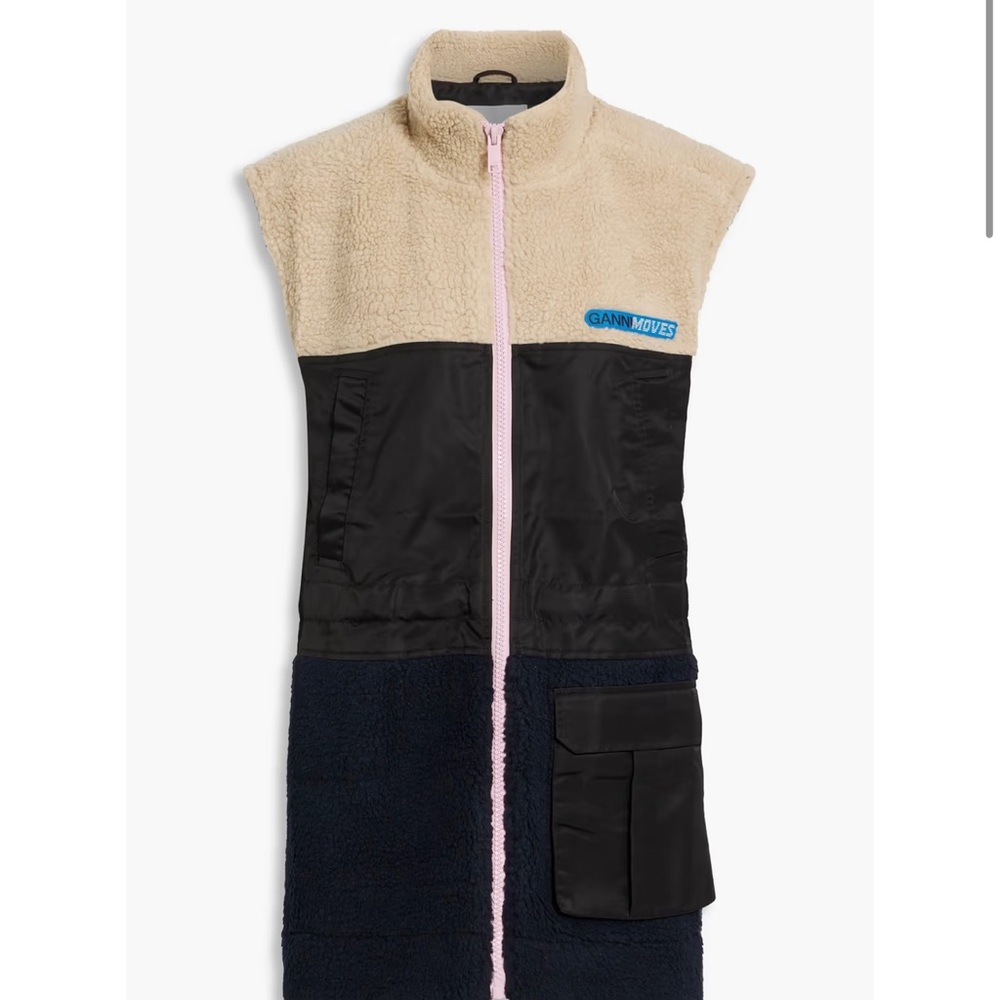 Ganni Shearling Panel Vest Size 42